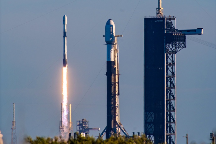 Space X a réalisé trois tirs de fusée Falcon 9 en 24 heures le 15 février. Le même jour, la fusée Soyouz-2.1 emporte avec succès le vaisseau de ravitaillement Progress MS-26. Sa destination : l’ISS. - Photo X (Twitter) Gwynne Shotwell