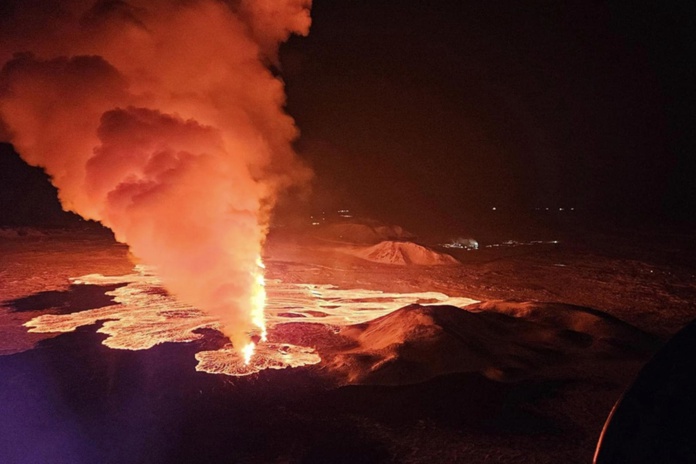 Le 8 février 2024, une troisième éruption s'est déclenchée dans la péninsule de Reykjanes. @Département islandais de la protection publique