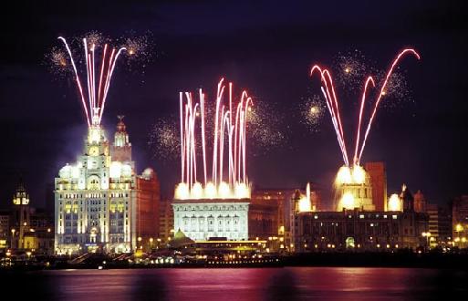 Le centre de Liverpool, face à la rivière Mersey