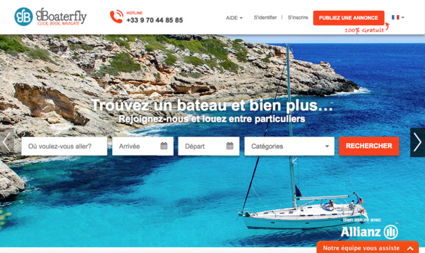 Boaterfly propose différents supports nautiques (voiliers, catamarans, bateaux à moteur, Jetskis, Windsurf…) et plusieurs types d’activités (location à la journée, croisière, pêche, plongée…) ©Boaterfly