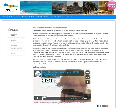 La Crète devient la première destination grecque à lancer un site d'e-learning - Capture d'écran