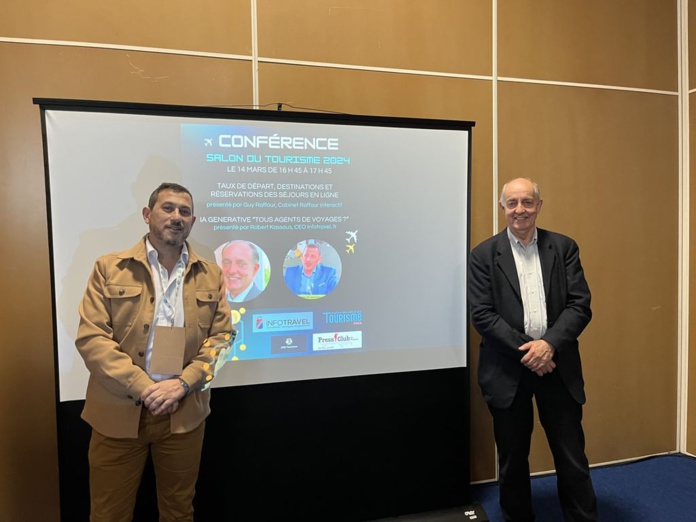 Robert Kassous (à gauche) et Guy Raffour (à droite) au SMT 2024, ont abordé la question de l'intelligence artificielle appliquée au secteur du voyage (©PB)