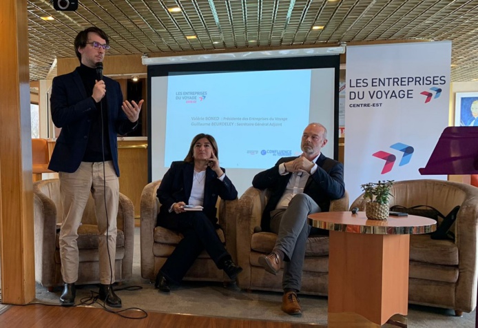 Guillaume Beurdeley, Valérie Boned et Yannick Faucon, lors de la première Confluence du Tourisme à Lyon - Photo CE