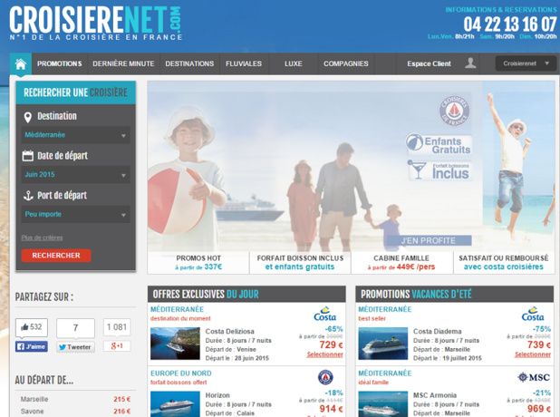 Avec 10,5 % de parts de marché, Croisieresnet.com est leader sur le marché de la distribution de croisières en ligne - Capture d'écran Avec 10,5 % de parts de marché, Croisieresnet.com est leader sur le marché de la distribution de croisières en ligne - Capture d'écran