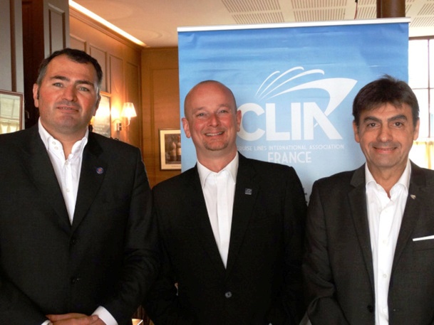 Antoine Lacarrière, directeur général de Croisières de France, Cédric Rivoire-Perrochat, directeur général de CLIA France et Georges Azouze, président de CLIA France - photo JBH