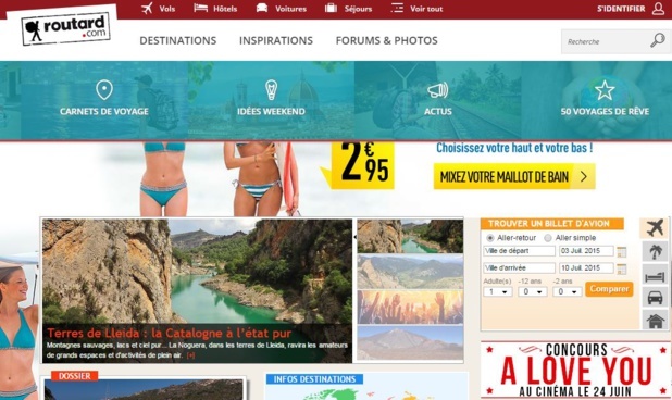 The new interface of the Routard website hopes to improve the experience of the Internet user and to put forward the offers of its partners. DR-Routard website.