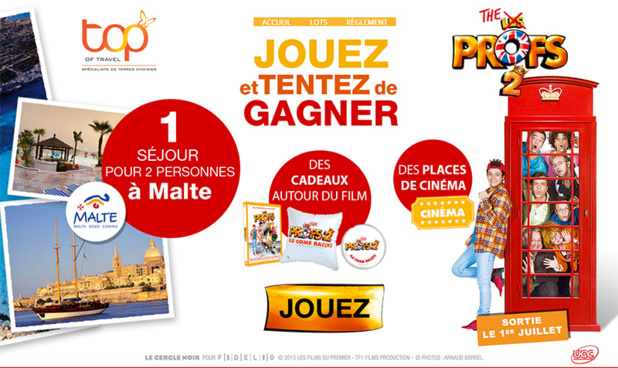Grand jeu concours organisé par Top Of travel dans le cadre de la sortie du film Les Profs 2 - DR Grand jeu concours organisé par Top Of travel dans le cadre de la sortie du film Les Profs 2 - DR