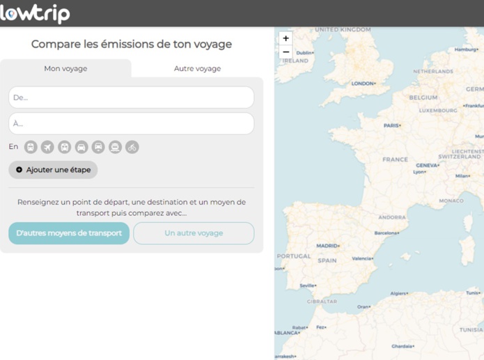 Mollow lance son calculateur carbone d’itinéraire : Lowtrip - Capture écran