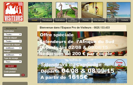 Visiteurs dévoile ses tarifs pour 2016 sur son site pro - Capture d'écran