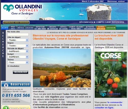 Ollandini Voyages : nouvelle version du site Pro