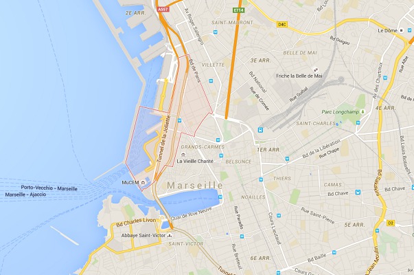 Le hangar du J1 est situé dans la quartier de La Joliette à Marseille - DR : Google Maps Le hangar du J1 est situé dans la quartier de La Joliette à Marseille - DR : Google Maps