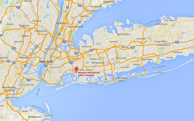 Le trafic de l'aéroport de JFK à New York devrait être perturbé à partir de 22 heures ce mercredi - DR : Google Maps
