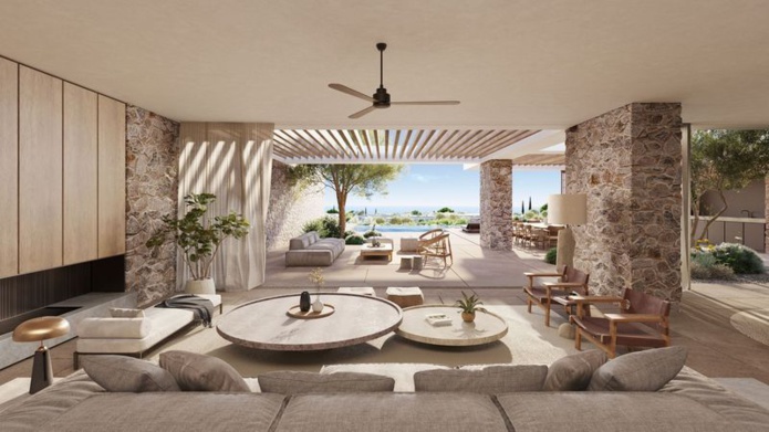 L'élégant intérieur d'une des villas privées construites à Costa Navarino (© Costa Navarino)