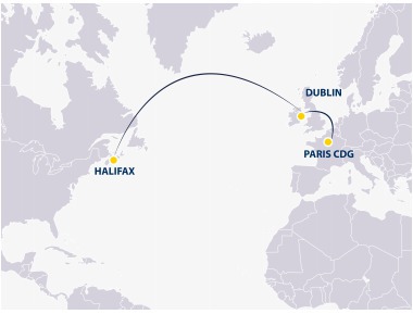 Europe Airpost flies towards Halifax from CDG via Dublin - DR: Europe Airpost