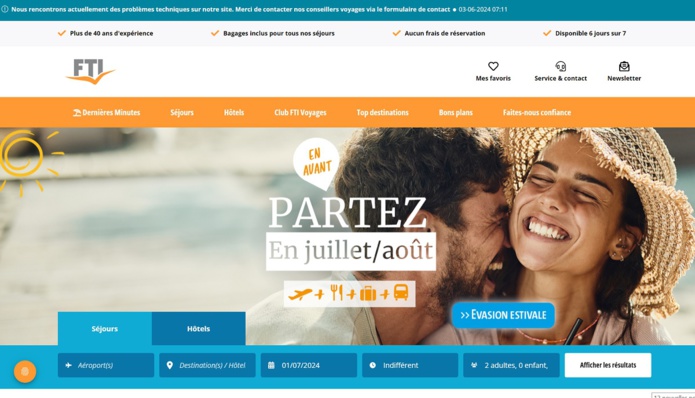 FTI Voyages va être concernée par le dépôt de bilan de FTI Touristik - Capture écran