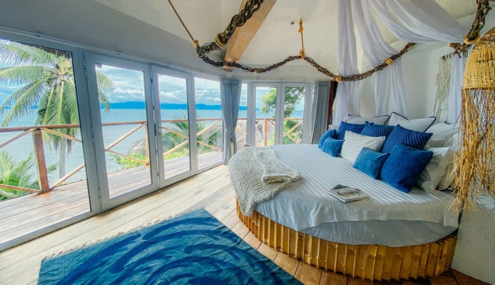 La pièce centrale des chambres, un immense lit rond (© SOWK) La pièce centrale des chambres, un immense lit rond (© SOWK)