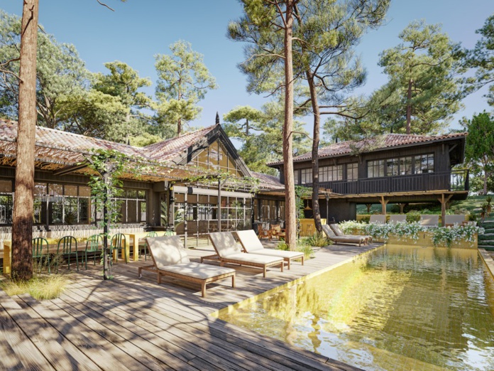 Une propriété pensée dans l’esprit d’une cabane ferretcapienne (©Iconic House) Une propriété pensée dans l’esprit d’une cabane ferretcapienne (©Iconic House)