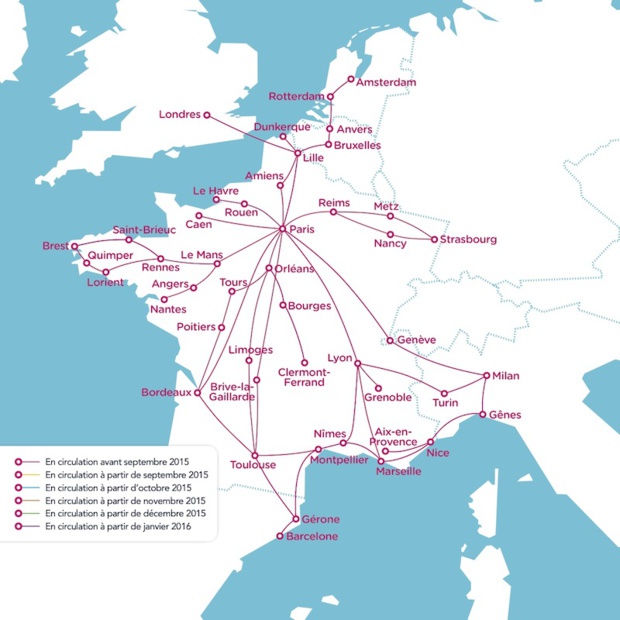 La carte des 130 liaisons de OUIBUS - DR : SNCF La carte des 130 liaisons de OUIBUS - DR : SNCF