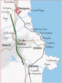 Tracé de la ligne TGV entre Perpignan et Figueres - DR : TP Ferro