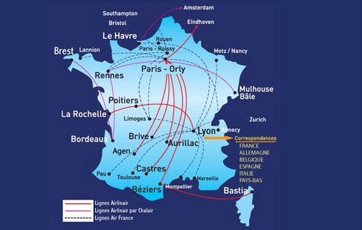 Le réseau d'Airlinair (cliquer pour agrandir)