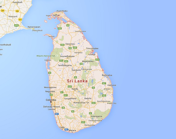 L'Ouest du Sri Lanka est en pleine période de mousson - DR : Google Maps