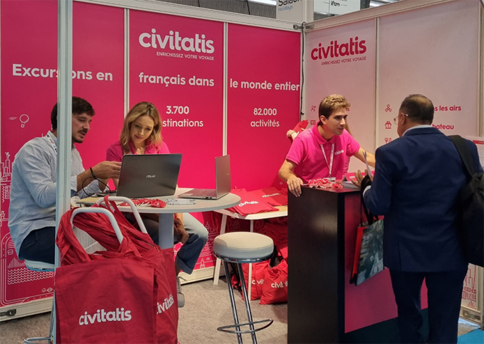 Une partie de l’équipe de Civitatis sur son stand à l’IFTM Top Resa de l’édition 2023 à Paris © Civitatis Une partie de l’équipe de Civitatis sur son stand à l’IFTM Top Resa de l’édition 2023 à Paris © Civitatis