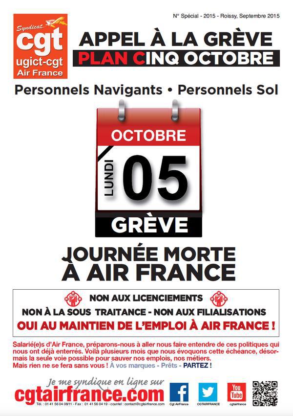 Le tract d'appel à la grève des syndicats de personnel au sol d'Air France.