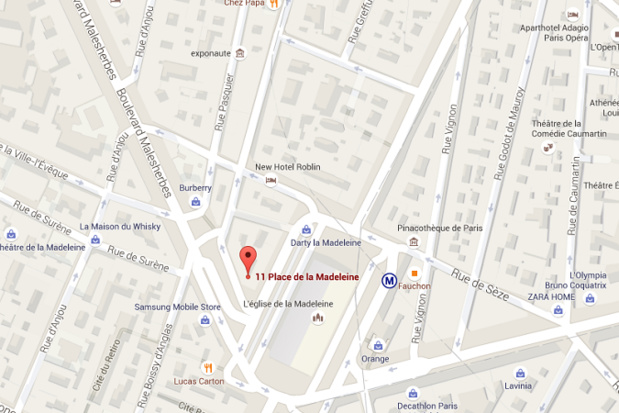 L'hôtel de luxe de Fauchon sera situé tout près de l'épicerie de la marque, place de la Madeleine - DR : Google Maps L'hôtel de luxe de Fauchon sera situé tout près de l'épicerie de la marque, place de la Madeleine - DR : Google Maps