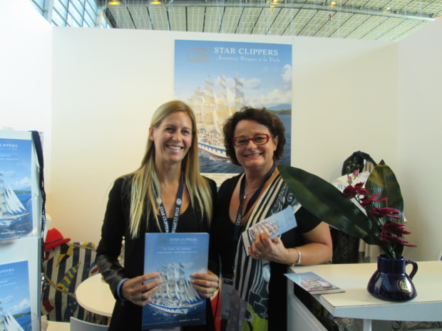 A l'IFTM, Marie Krafft, directrice des ventes des Star Clippers et Béatrice Frantz-Clavier, responsable commerciale France - DR : M.S. A l'IFTM, Marie Krafft, directrice des ventes des Star Clippers et Béatrice Frantz-Clavier, responsable commerciale France - DR : M.S.
