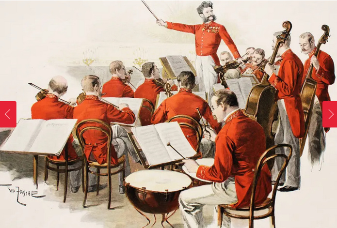 Johann Strauss fils, directeur musical des bals de la cour et son orchestre © Archiv Kulturverein Wiener Blut Johann Strauss fils, directeur musical des bals de la cour et son orchestre © Archiv Kulturverein Wiener Blut