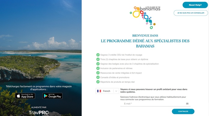 Le site elearning des Bahamas pour les pros du tourisme français - Photo Capture écran Le site elearning des Bahamas pour les pros du tourisme français - Photo Capture écran