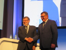 Alain Vidalies Secrétaire d'Etat chargé des Transports et Michel  Seyt.