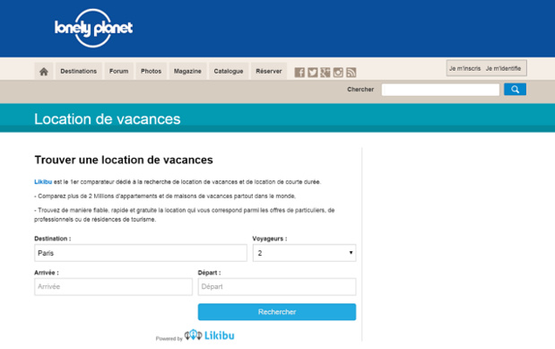 Lonely Planet s'associe à Likibu.com pour simplifier la recherche de locations