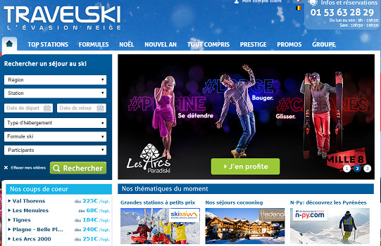 Les ventes de Travelski pour l'Hiver 2015/2016 sont en nette progression pour l'Hiver 2015/2016 - Capture d'écran