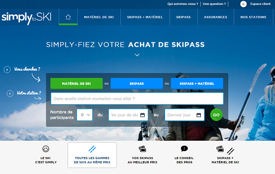 Simplytoski.com, dernier né de la famille TravelFactory - Capture d'écran