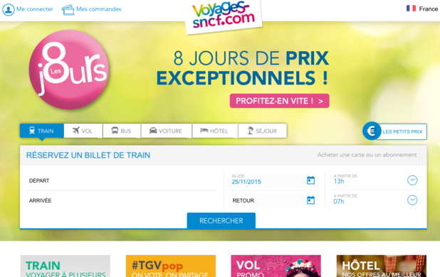Une nouvelle page d'acceuil plus pratique - capture Voyages-sncf.com Une nouvelle page d'acceuil plus pratique - capture Voyages-sncf.com