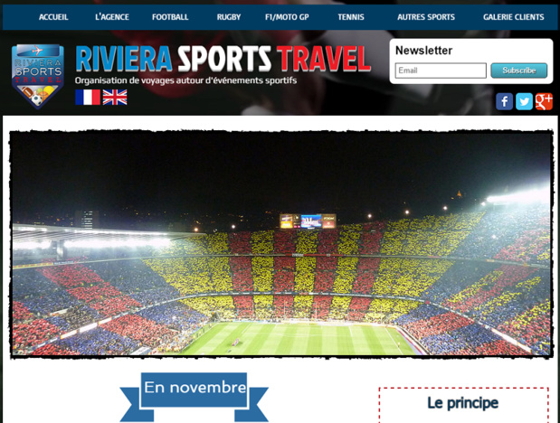 Riviera Sport Travel propose des séjours touristiques autour d'événements sportifs - Capture d'écran
