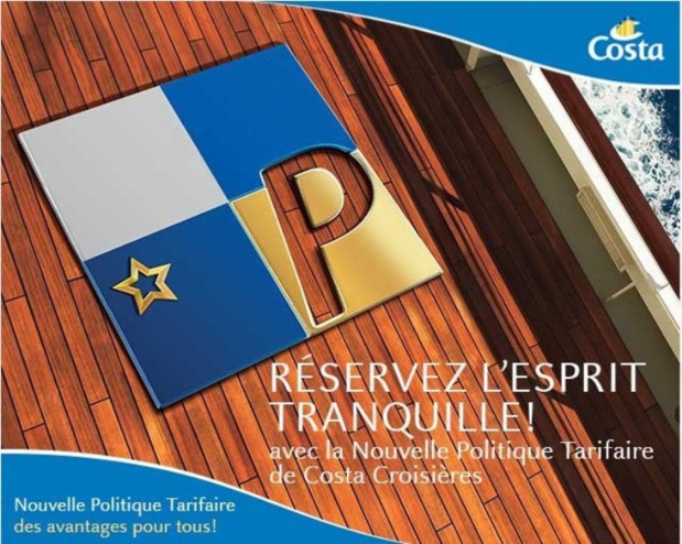 Costa Croisières veut inciter ses clients à réserver plus de 90 jours à l'avance - DR : Costa Croisières Costa Croisières veut inciter ses clients à réserver plus de 90 jours à l'avance - DR : Costa Croisières