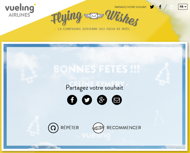Vueling lance un mini site pour envoyer ses voeux Vueling lance un mini site pour envoyer ses voeux
