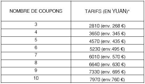 Ces tarifs n’incluent pas les taxes et surcharges. Ces tarifs n’incluent pas les taxes et surcharges.