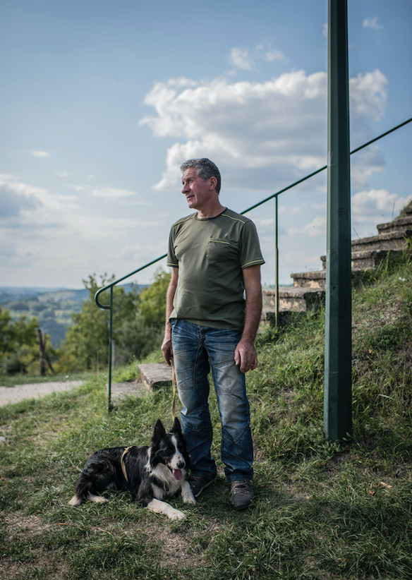 Jean-Pierre Vaujour, truffle grower and his dog