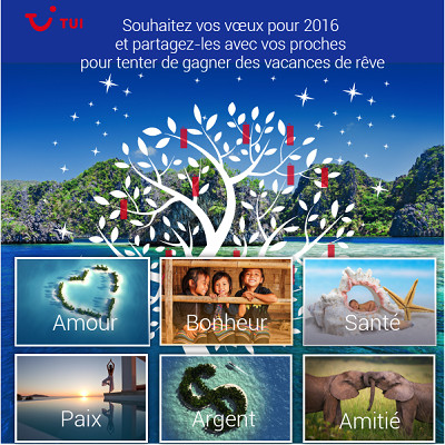 TUI permet aux internautes d'envoyer des vœux personnalisés sur le thème du voyage - DR : TUI TUI permet aux internautes d'envoyer des vœux personnalisés sur le thème du voyage - DR : TUI