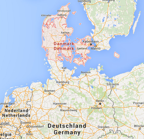 Le Danemark va contrôler ses frontières avec l'Allemagne - DR : Google Maps