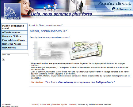 Capture d'écran du site Internet de Manor