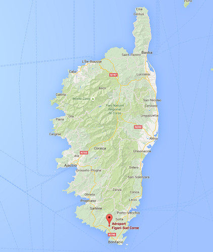 Les vents violents perturbent les décollages et les atterrissages à Figari et Calvi, en Corse - DR : Google Maps