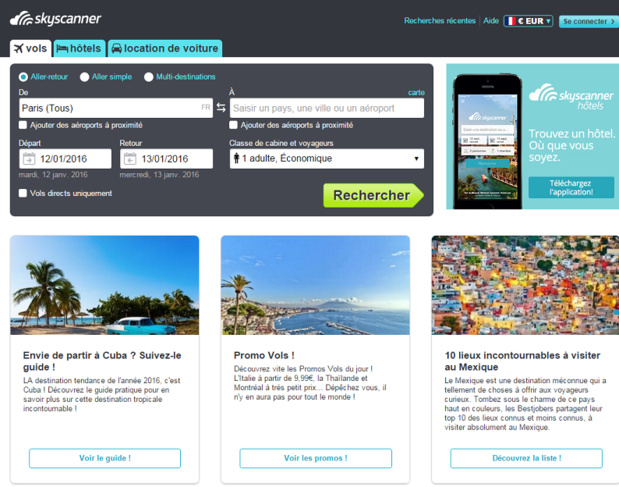 Grâce à cette levée de fonds, Skyscanner devient une nouvelle licorne du tourisme (c) Capture d'écran