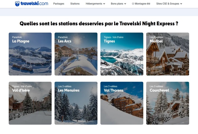 Un train de nuit va connecter dès cet hiver, Paris à 8 stations de ski mythiques des Alpes ! - Capture écran Travelski Un train de nuit va connecter dès cet hiver, Paris à 8 stations de ski mythiques des Alpes ! - Capture écran Travelski