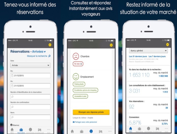 Lancement de la nouvelle application mobile Expedia pour ses clients hôteliers en France - © Captures d'écran