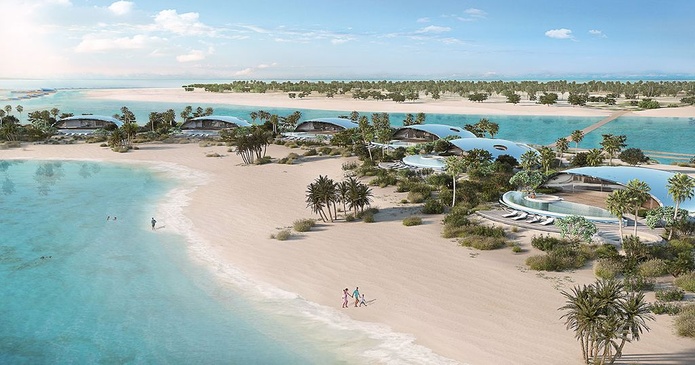 Shebara propose des villas en acier inoxydable surplombant l'eau (© Red Sea Global)