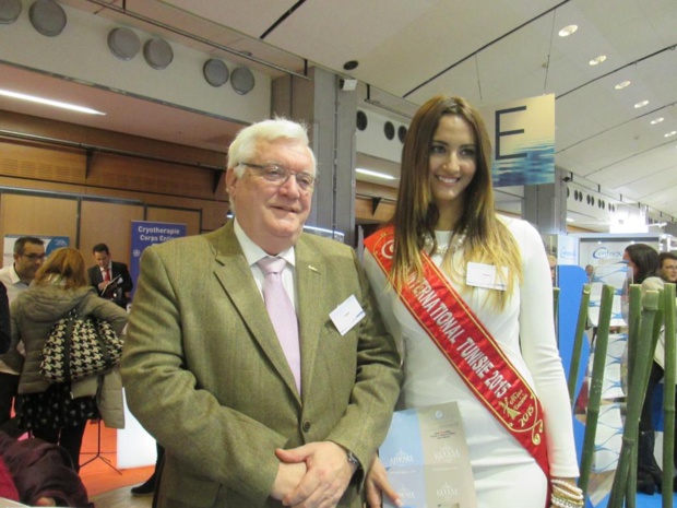 Christian Antoine DG des hôtels Radisson Blu de Djerba et Miss Tunisie 2015 au Salon des Thermalies le 22 janvier 2015. Photo MS. Christian Antoine DG des hôtels Radisson Blu de Djerba et Miss Tunisie 2015 au Salon des Thermalies le 22 janvier 2015. Photo MS.